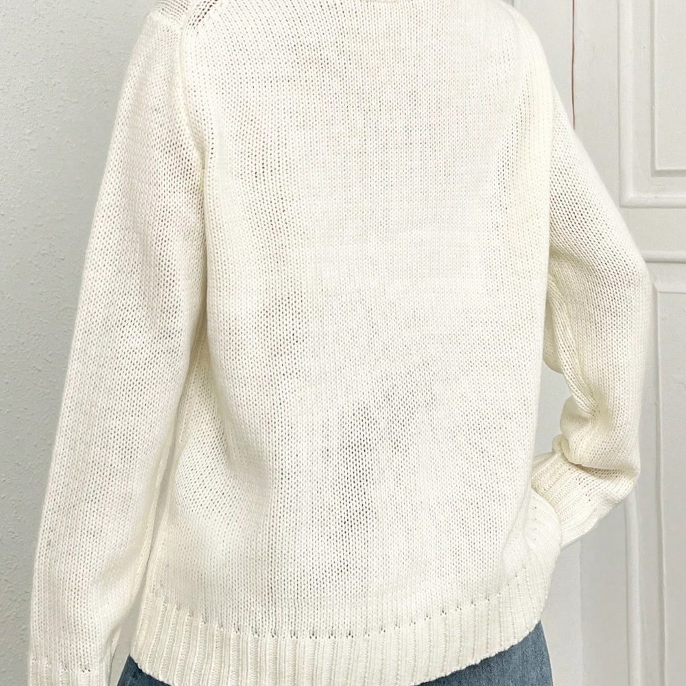 White Casual Womens Flag Pattern Sweater - Picture 4 of 5